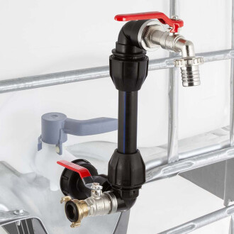 Set contenitore IBC a collo di cigno, rubinetto dellacqua con valvola a sfera aggiuntiva