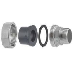 Stainless steel V4A union external thread x insert PVC-U socket