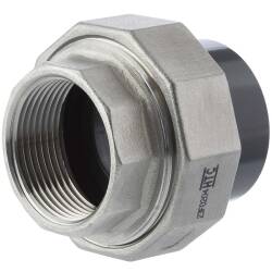 Stainless steel V4A union female thread x insert PVC-U socket