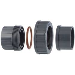 U-PVC solvent union, with FPM gasket
