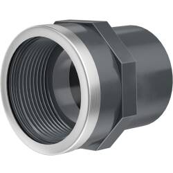 PVC-U Reinforced Transition Socket, Female /Male Socket x Female Thread 50/40mm x 1 1/2"