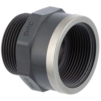 PVC-U Reinforced Socket Nipple, Male x Female Thread 2" x 2"