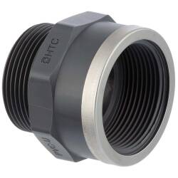 PVC-U Reinforced Socket Nipple, Male x Female Thread 2" x 2"