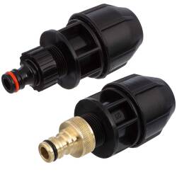 Compression fitting with hose tail for PoolFlex flexible pipe