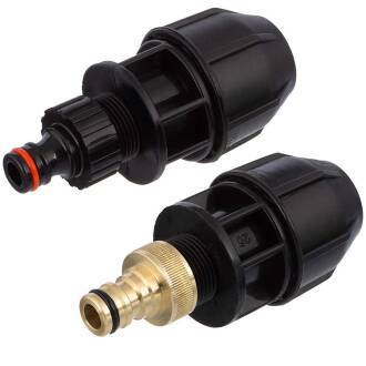 Compression fitting with hose tail for PoolFlex flexible pipe