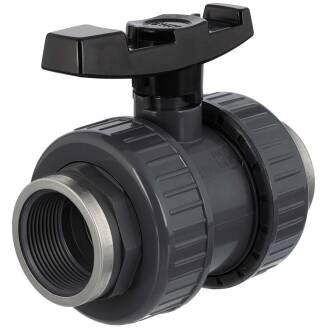 PVC-U Kugelhahn PTFE 2fach Innengewinde verstärkt