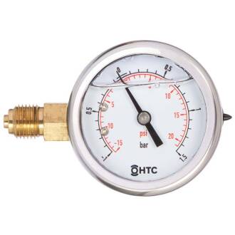 HTC© Manometer 2" Außengewinde -1 bis +1,5bar Glycerinfüllung seitlich links 1/4"