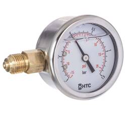 HTC&copy; Manometer 2" Au&szlig;engewinde -1 bis +1,5bar Glycerinf&uuml;llung seitlich links 1/4" -1 bis +1,5bar