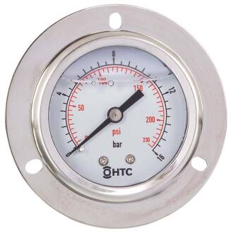 HTC© Einbaumanometer 2" Außengewinde 0 - 16bar Glycerinfüllung axial zentriert 1/4"