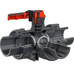 HTC&copy; PVC-U 3Wege Kugelhahn Industrie L-Bohrung 3fach Klebemuffe