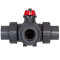 U-PVC 3 way ball valve, adjustable, solvent socket