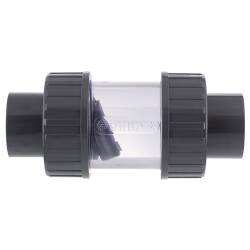 HTC&copy; PVC-U R&uuml;ckschlagventil Klappe transparent 2fach Klebemuffe