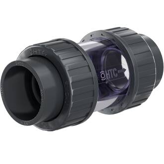 HTC© PVC-U Rückschlagventil Klappe transparent 2fach Klebemuffe 50mm