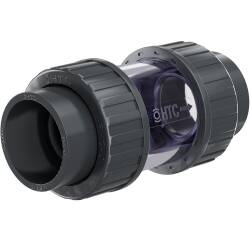 HTC&copy; PVC-U R&uuml;ckschlagventil Klappe transparent 2fach Klebemuffe 50mm