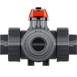 HTC&copy; PVC-U 3Wege Kugelhahn Industrie T-Bohrung 3fach Innengewinde