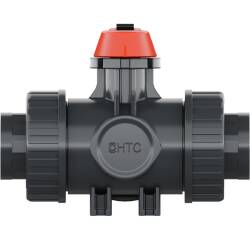 HTC&copy; PVC-U 3Wege Kugelhahn Industrie T-Bohrung 3fach Innengewinde