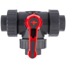 HTC&copy; PVC-U 3Wege Kugelhahn Industrie T-Bohrung 3fach Innengewinde