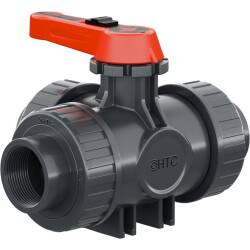 PVC-U 3Wege Kugelhahn Industrie T-Bohrung 3fach Innengewinde