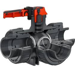 U-PVC 3 way ball valve, adjustable, solvent socket