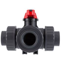 HTC&copy; PVC-U 3Wege Kugelhahn Industrie L-Bohrung 3fach Innengewinde