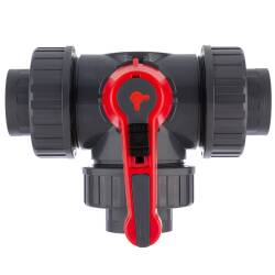 HTC&copy; PVC-U 3Wege Kugelhahn Industrie L-Bohrung 3fach Innengewinde