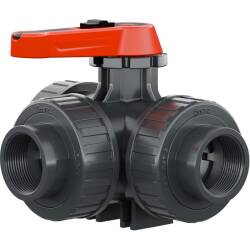 PVC-U 3Wege Kugelhahn Industrie L-Bohrung 3fach Innengewinde