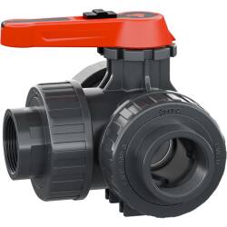 PVC-U 3Wege Kugelhahn Industrie L-Bohrung 3fach Innengewinde
