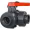 U-PVC 3 way ball valve, adjustable, solvent socket