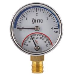 A2 ss glycerine filled manometer 2", brass bottom joint 1/4"