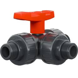 PVC-U 3-Wege-Kugelhahn ECO T-Bohrung, Aussengewinde