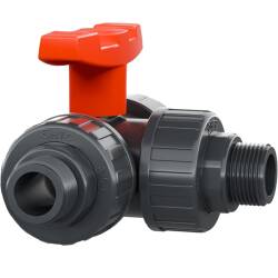 PVC-U 3-Wege-Kugelhahn ECO T-Bohrung, Aussengewinde