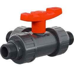 PVC-U 3-Wege-Kugelhahn ECO T-Bohrung, Aussengewinde