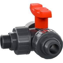 PVC-U 3-Wege-Kugelhahn ECO T-Bohrung, Aussengewinde