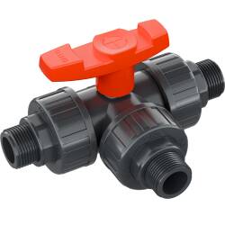 PVC-U 3-Wege-Kugelhahn ECO T-Bohrung, Aussengewinde