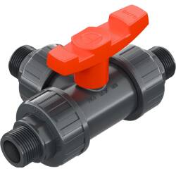 PVC-U 3-Wege-Kugelhahn ECO T-Bohrung, Aussengewinde