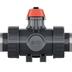 PVC-U 3Wege Kugelhahn Industrie T-Bohrung 3fach Innengewinde verst&auml;rkt