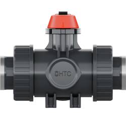PVC-U 3Wege Kugelhahn Industrie L-Bohrung 3fach Innengewinde verst&auml;rkt