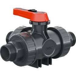 PVC-U 3Wege Kugelhahn Industrie T-Bohrung 3fach Aussengewinde