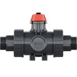 PVC-U 3Wege Kugelhahn Industrie L-Bohrung 3fach Aussengewinde