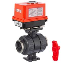 U-PVC 2 way ball valve PTFE with electrical actuator - solvent socket