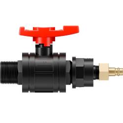 PP 2 way ball valve compression fitting x female thread with nut, DVGW